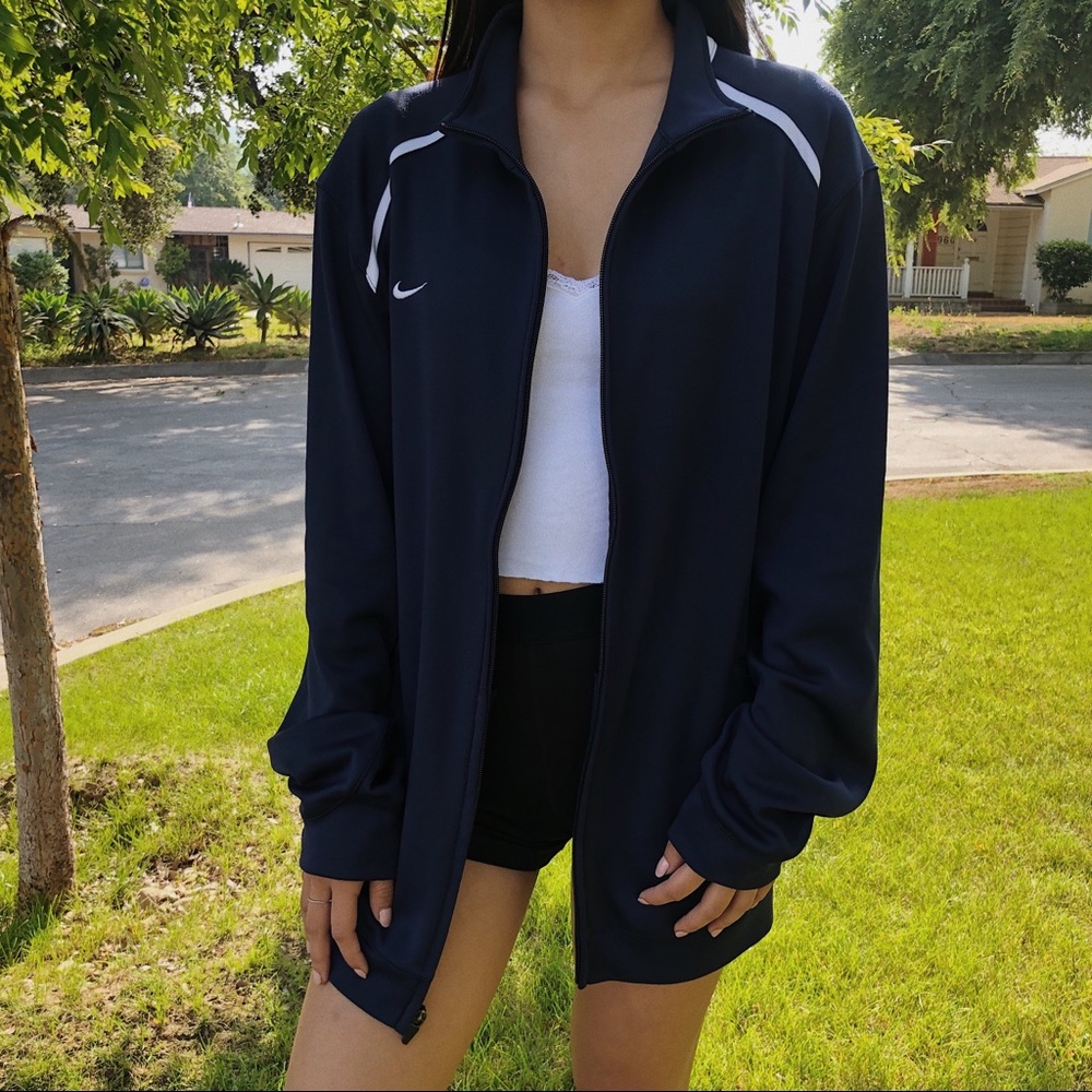 men’s navy/white nike track jacket